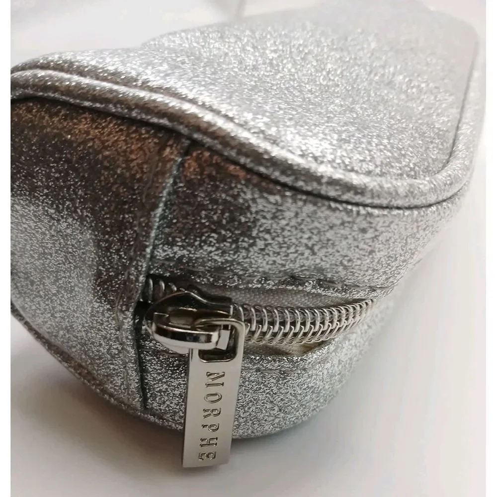 Morphe Makeup Bag Sparkly Silver Glitter Pouch Toiletry Bag Cosmetic Bag